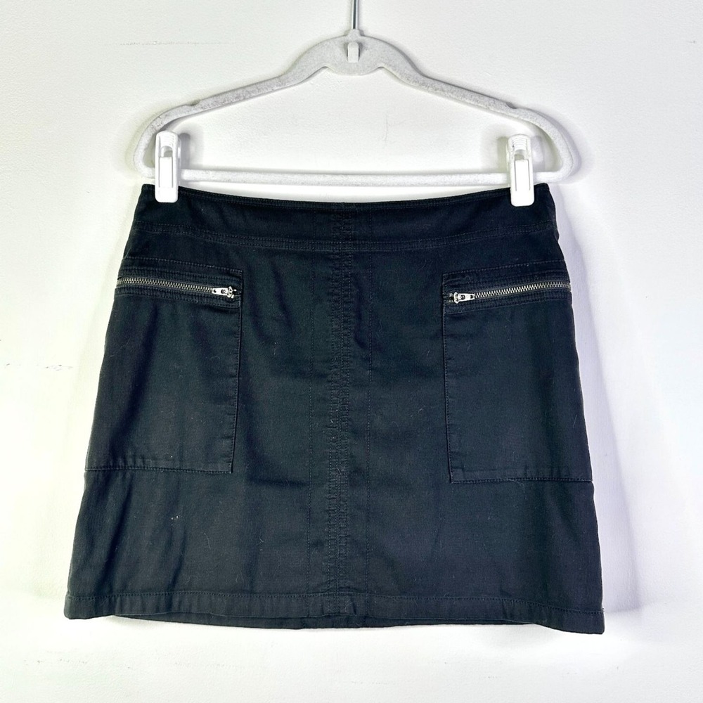 Kenneth Cole Mini Skirt Women 8 Black Utility Silver Zipper Pockets Cute Goth